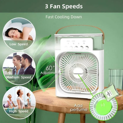 Portable Mini Air Cooler & Humidifier with LED Lights – 3-Speed Personal AC for Home & Office
