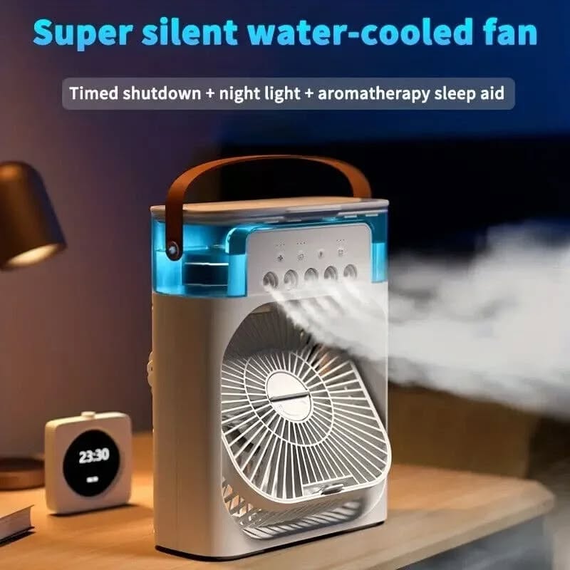 Portable Mini Air Cooler & Humidifier with LED Lights – 3-Speed Personal AC for Home & Office